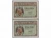 ESTADO ESPAÑOL. Lote 2 billetes 1 Peseta. 28 Febrero 1938. S