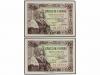ESTADO ESPAÑOL. Lote 2 billetes 1 Peseta. 15 Junio 1945. Isa