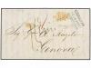 ✉ GIBRALTAR. 1852. GIBRALTAR to GENOVA. Entire letter with b