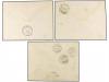 ✉ IRAN. 1897-98. Three postal stationary envelope of 12 ch. 