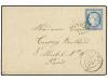 ✉ FRANCIA. Yv. 60. 1874. LONGJUMEAU a PARÍS. 25 cts. azul en