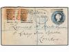 ✉ INDIA INGLESA. 1880. NAINITAL to LONDON. 1/2 anna blue pos