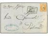 ✉ FRANCIA. Yv. 23. 1865. MARSEILLE a PALERMO. 40 cts. naranj