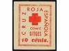 * ESPAÑA GUERRA CIVIL. SITGES. 10 cts. rojo sin dentar. Cruz