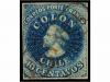° CHILE. Sc. 10. 1856-62. 10 ctvos. azul. Estancos. Mat. lin