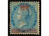 * MALASIA. Sg. 1. 1867. 1 1/2 cents on 1/2 anna blue. Fine. 