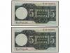 ESTADO ESPAÑOL. Lote 2 billetes 5 Pesetas. 5 Marzo 1948. Jua