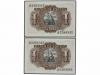 ESTADO ESPAÑOL. Lote de 2 billetes de 1 Peseta. 22 Julio 195