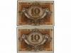 FICHAS COOPERATIVAS Y PROPAGANDA. Lote 2 billetes 10 Pessete