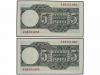 ESTADO ESPAÑOL. Lote 2 billetes 5 Pesetas. 5 Marzo 1948. Jua