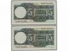 ESTADO ESPAÑOL. Lote 2 billetes 5 Pesetas. 5 Marzo 1948. Jua