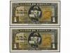 ESTADO ESPAÑOL. Lote 2 billetes 1 Peseta. 4 Septiembre 1940.