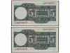 ESTADO ESPAÑOL. Lote 2 billetes 5 Pesetas. 5 Marzo 1948. Elc