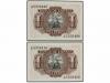 ESTADO ESPAÑOL. Lote 2 billetes 1 Peseta. 22 Julio 1953. Mar