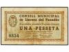 CATALUNYA. 1 Pesseta. 19 Març 1937. C.M. de LLORENS DEL PENE