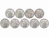 ESTADO ESPAÑOL. Lote 9 monedas 5 Pesetas. 1957 (*60, 61, 67,