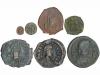 MONEDAS BIZANTINAS. Lote 7 cobres. AE. Contiene follis de He