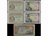 ESTADO ESPAÑOL. Lote 5 billetes 1 (4) y 5 Pesetas. 1 Peseta 