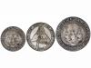 SAN MARINO. Lote 3 medallas. AR (2) y latón plateado. Ø 30 a
