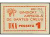 CATALUNYA. 1 Pesseta. 6 Juny 1937. SINDICAT AGRÍCOLA de SANT