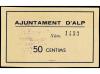 CATALUNYA. 50 Cèntims. 26 Maig 1937. Aj. d´ ALP. Cartulina. 