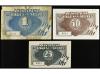 CATALUNYA. Lote 3 billetes 25, 50 Cèntims y 1 Pesseta. 9 Oct