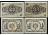Lote 4 billetes 5 Pesetas. 1938 y 1940. 1 Peseta 30 Abril 19
