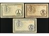 CASTILLA-LA MANCHA. Lote 3 billetes 25 y 50 Céntimos y 1 Pes