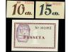 CATALUNYA. Lote 3 billetes 10 y 15 Cèntims y 1 Pesseta. Aj. 