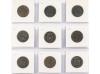 ISABEL II. Lote 9 monedas 3 Cuartos. 1836 a 1846. BARCELONA.