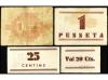 CATALUNYA. Lote 4 billetes 0,20, 0,25 y 1 Pesseta (2). 1937.