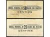 CATALUNYA. Lote 2 billetes 25 y 50 Cèntims. 1 Gener 1937. C.