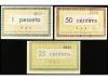CATALUNYA. Lote 3 billetes 25, 50 Cèntims y 1 Pesseta. 20 Ma
