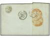 ✉ FRANCIA. 1853. FRANCIA a ZARAGOZA. Marca FRANCIA en ROJO d