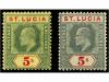 * SANTA LUCIA. Sg. 76/77. 1905-07. 5 sh. 2 stamps original g