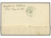 ✉ ESPAÑA. Ed. 48. 1857. 4 cuartos rojo. Mat. parrilla y fech
