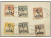 Δ ESPAÑA. Ed. 297/309. SERIE COMPLETA sobre 4 fragmentos, ma