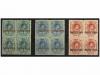 ** ESPAÑA. Ed. 292, 294, 296 (4). 5 cts., 25 cts. y 1 pta. (