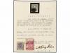 ° ESPAÑA. Ed. 124F. 25 cts. castaño FALSO POSTAL. 3 sellos e