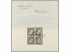 ° ESPAÑA. Ed. 159 + 159A (4). 1/2 real rosa carmín. Bloque d