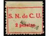 ESPAÑA GUERRA CIVIL. S. N. de C. U. 50 cts. negro (2) y 2 pt