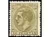 * ESPAÑA. Ed. 209F. FALSOS POSTALES. 10 pesetas sepia oliva.