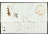 ✉ ITALIA. 1834. TRIESTE a NÁPOLES. Marcas V. TRIEST en rojo,