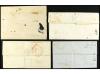 ✉ ESPAÑA. Ed. 1A (4). 6 cuartos negro. Cuatro cartas circula