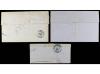 ✉ BELGICA. 1854-58. 3 covers. Margins cuted diagonally. 
