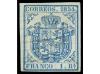 ° ESPAÑA. Ed. 34A. 1 real azul claro. Amplios márgenes y fin