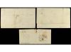 ✉ ESPAÑA. 1864. ISABEL II. Tres cartas franqueadas con 4 cua