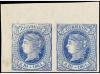 ** ESPAÑA. Ed. 68 (2). 2 reales azul. Pareja, esquina de pli