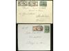 ✉ ESPAÑA. CRUZ ROJA. Conjunto de 4 cartas, 1 frontal, 2 post