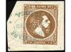 ° ESPAÑA. Ed. 160/1. 50 c. verde y 1 r. castaño, usados sobr